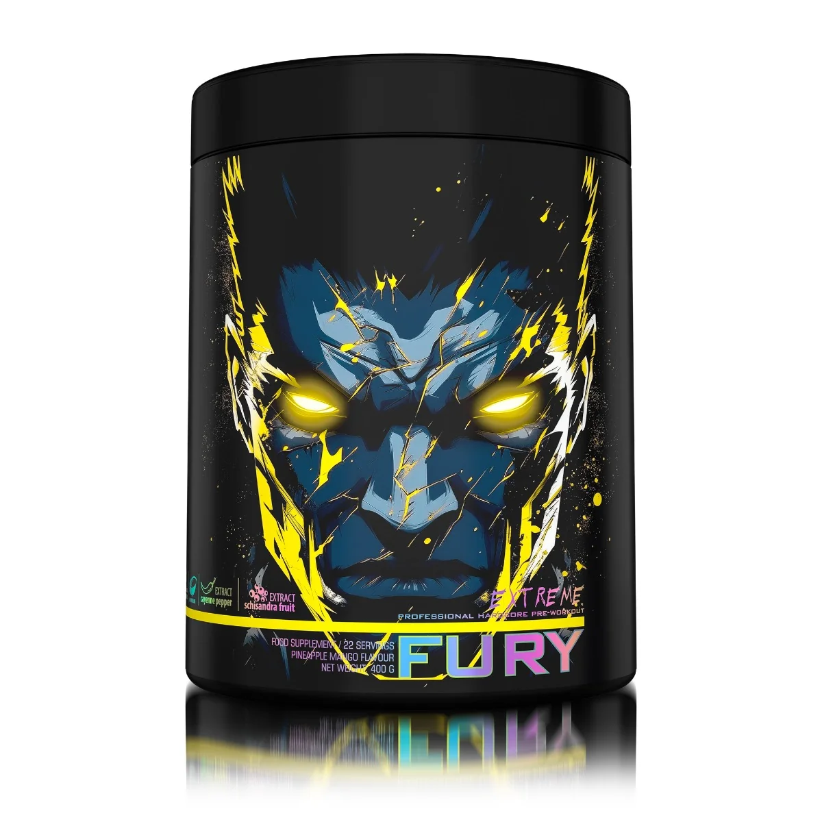 Pre-Workout cu aroma de anans si mango Fury Extreme, 400g, Genius Nutrition 