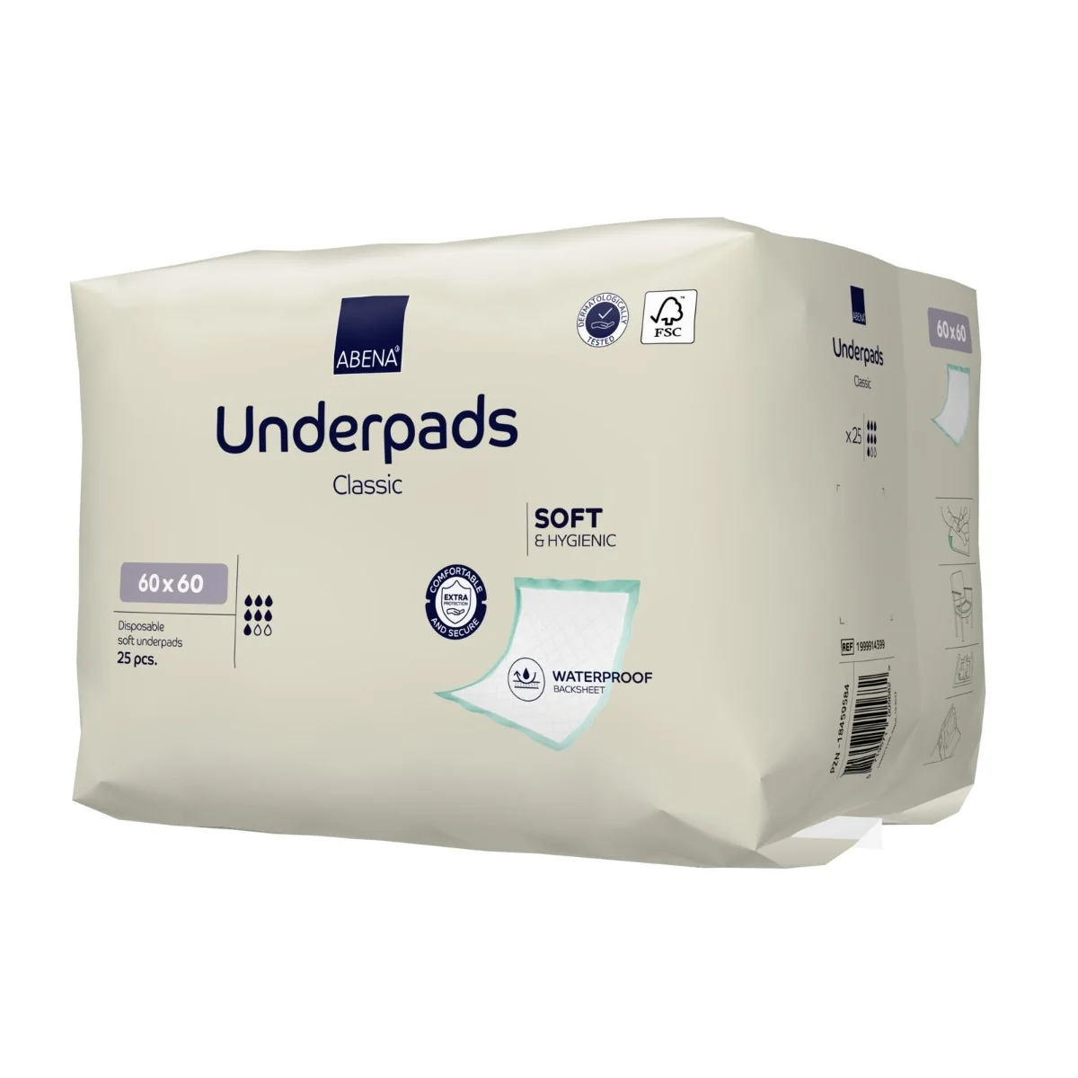 Aleze de unica folosinta Underpads Classic Soft & Confort 60x60cm, 25 bucati, Abena