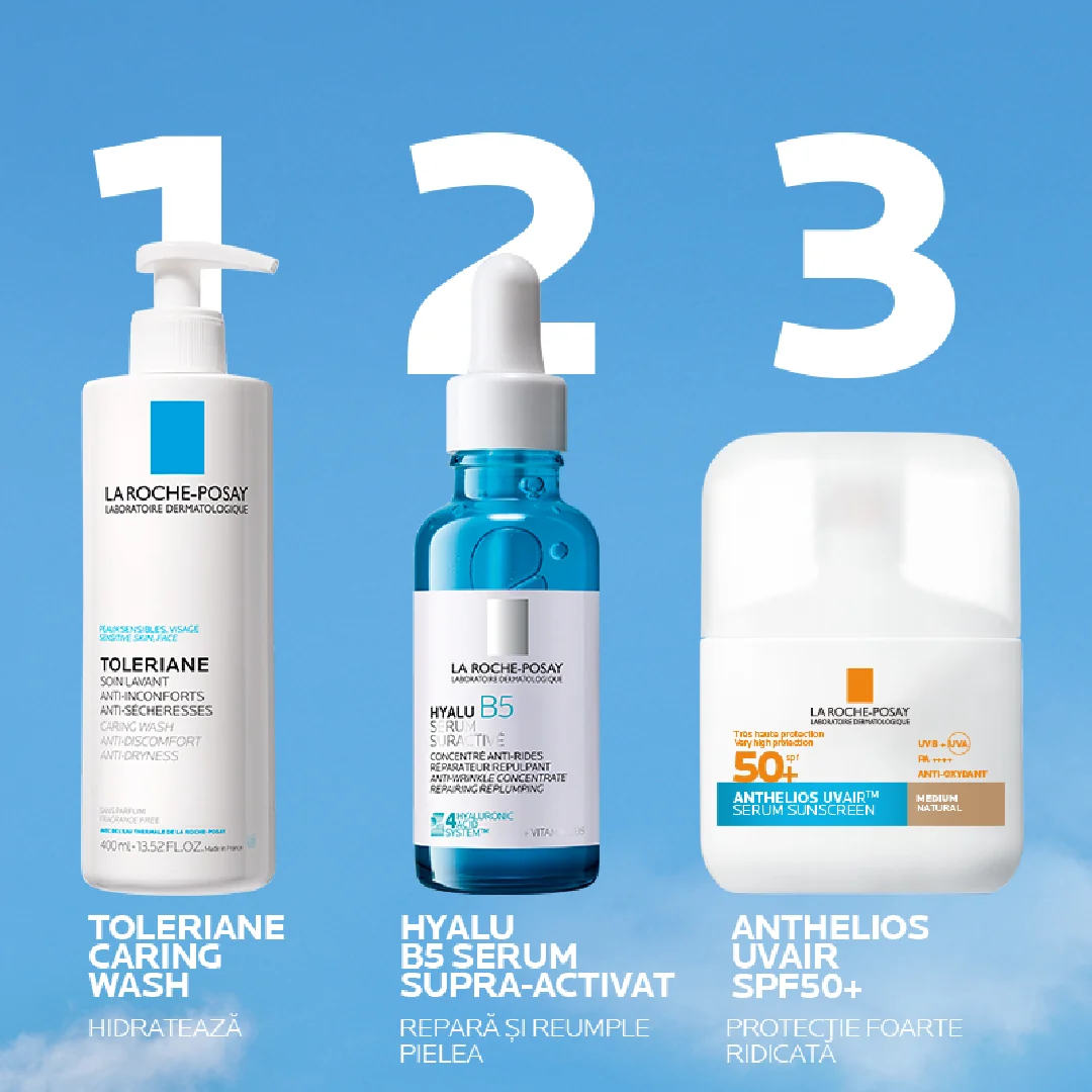 Serum de fata cu protectie solara SPF 50+ Nuanta Medium Natural Anthelios UVAir, 50ml, La Roche-Posay