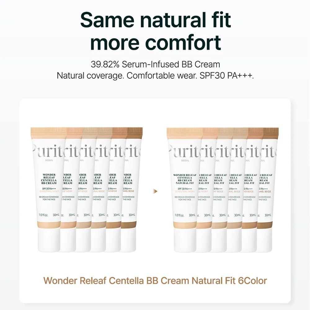 BB Cream cu SPF30 PA+++ Wonder Releaf Centella 23 Natural Beige, 30ml, Purito