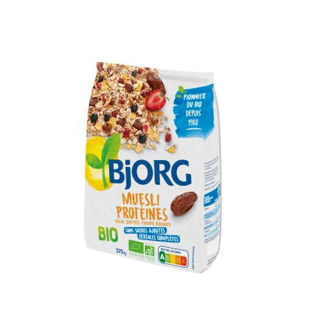 Musli cu soia si curmale bio, 375g, Bjorg