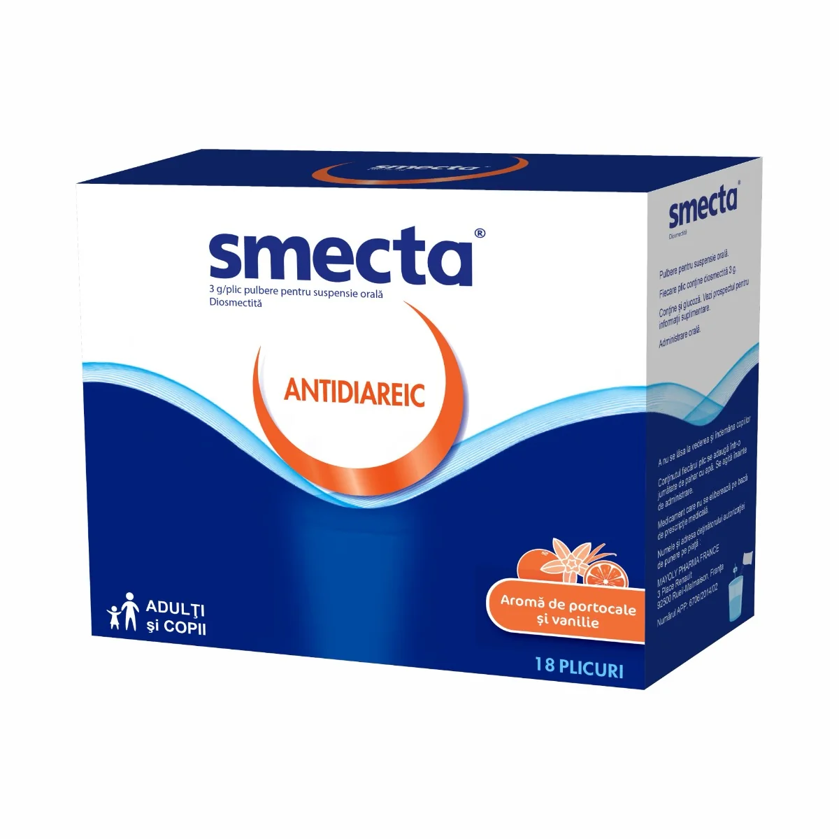 Smecta vanilie-portocala, 18 plicuri, Ipsen