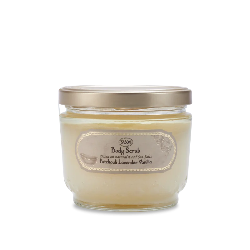 Exfoliant pentru corp Patchouli Lavander Vanilla, 600g, Sabon