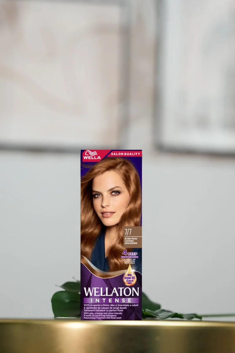 Vopsea de par permanenta Blond Mediu Castaniu 7.7 Wellaton, 110ml, Wella