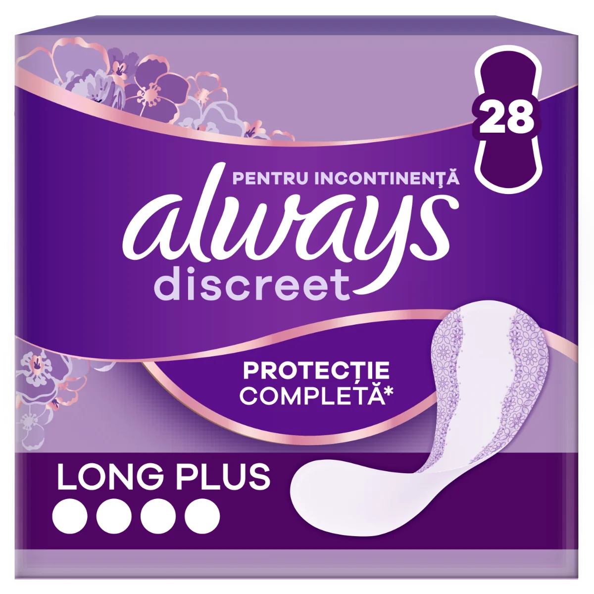Absorbante pentru incontinenta urinara Discreet Long Plus, 28 bucati, Always