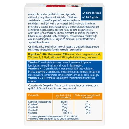 Articulatii mobile Glucozamina 1200, 30 comprimate, Doppelherz
