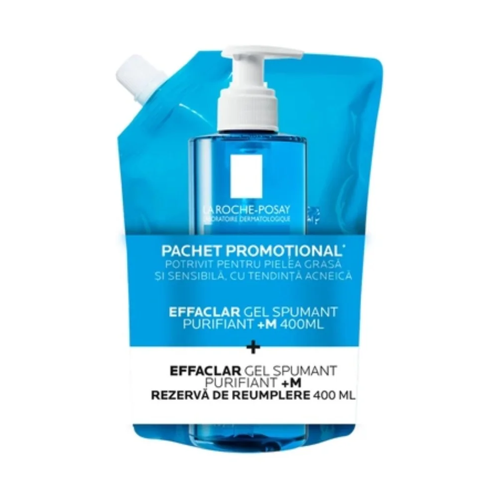 Gel Spumant Purifiant +M 400ml + Rezerva De Reumplere 400ml Effaclar, La Roche Posay