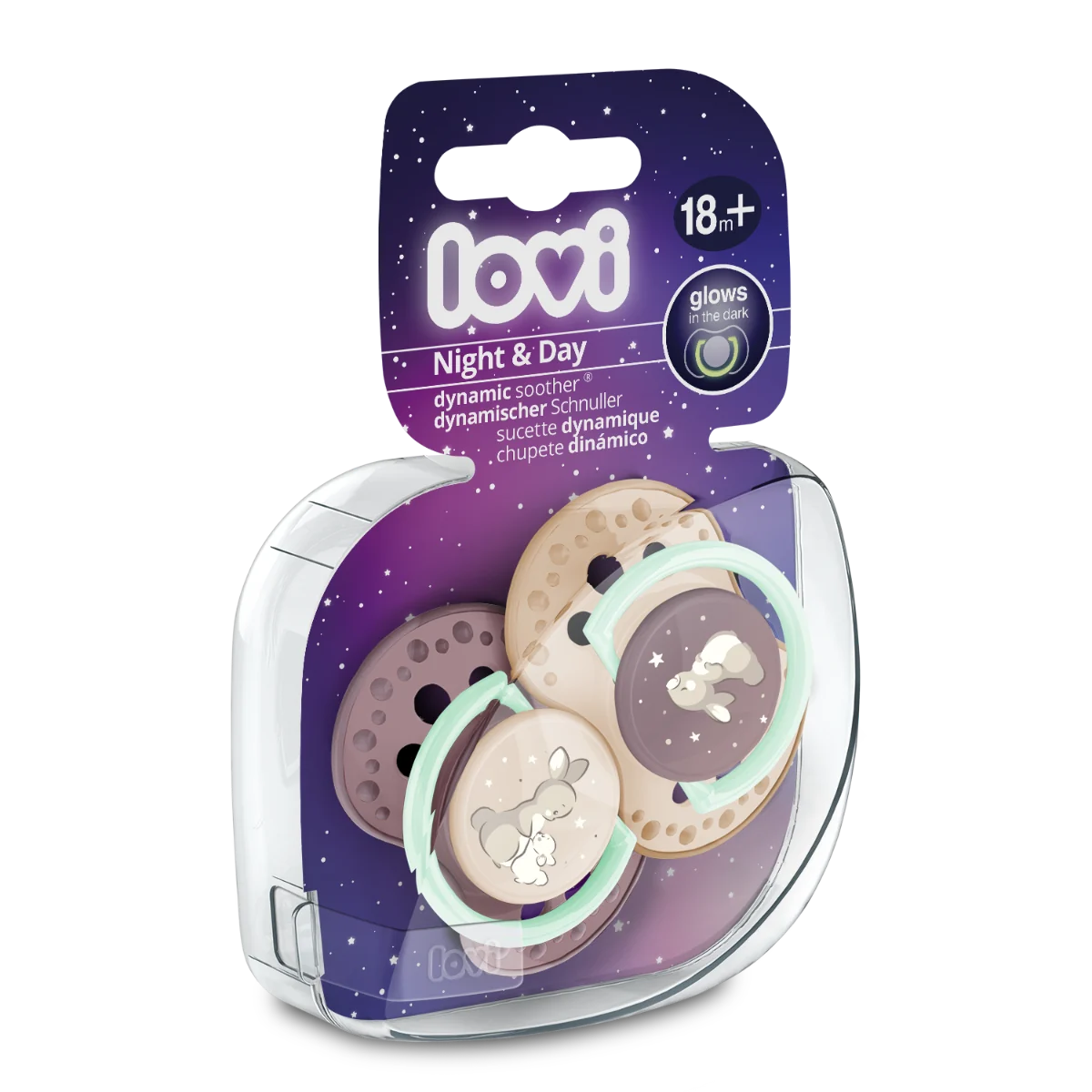 Set suzete din silicon pentru +18 luni Dynamic Night&Day 22/916GIRL, 2 bucati, LOVI