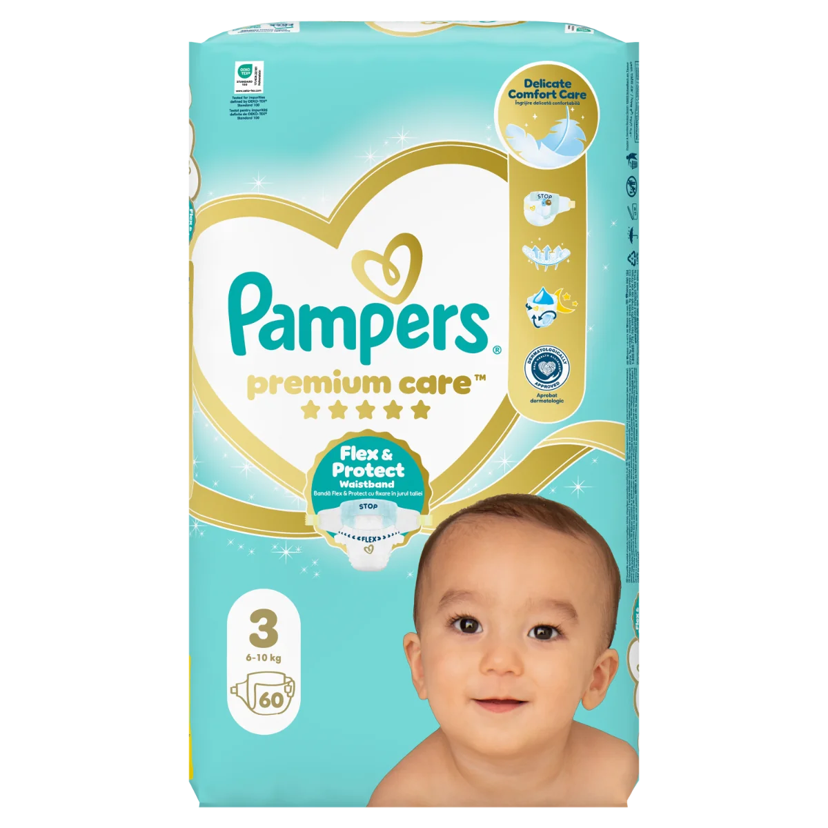 Scutece Premium Care Nr.3 6-10kg, 60 bucati, Pampers 