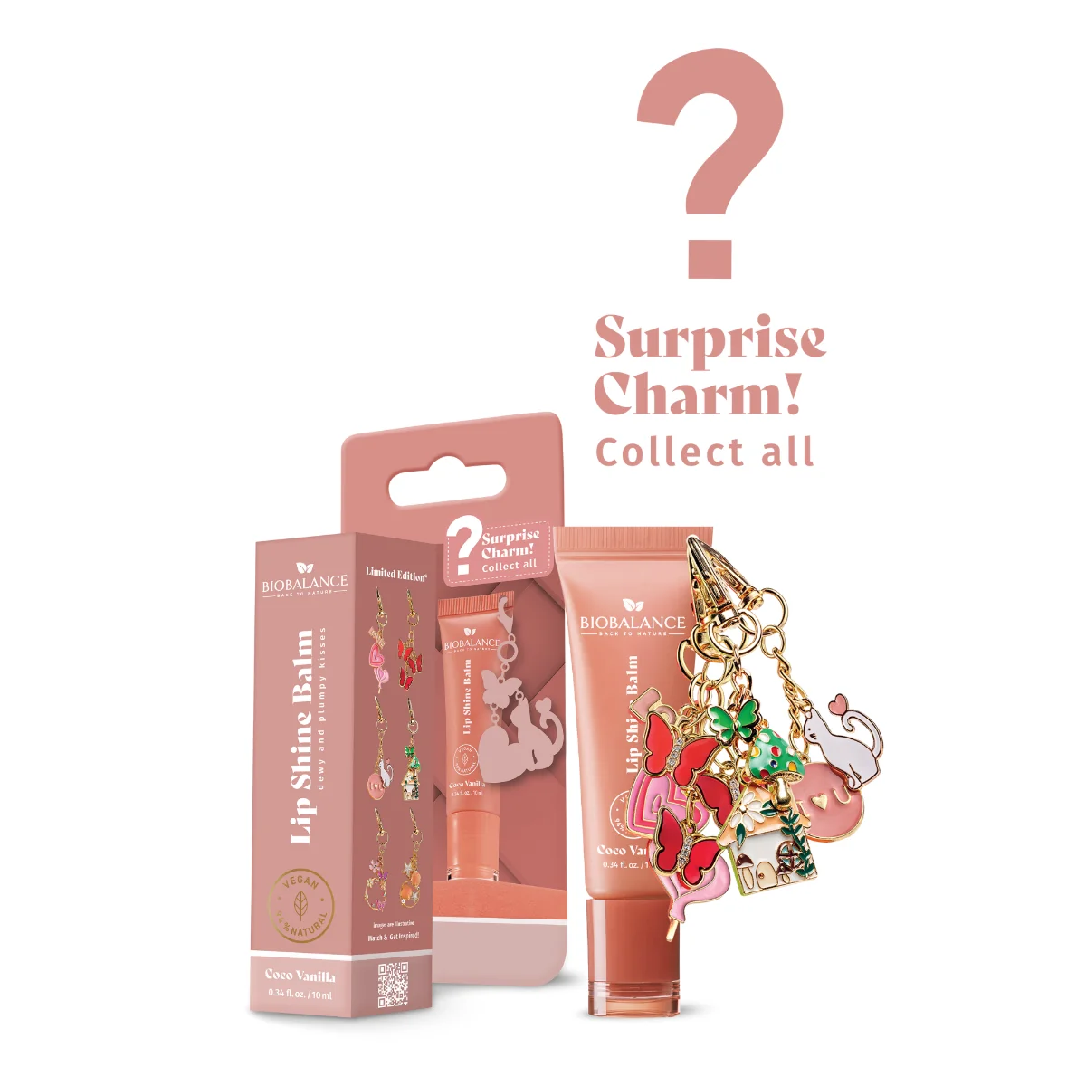 Balsam de buze cu efect lucios si breloc surpriza Coco Vanillia, 10ml, Bio Balance