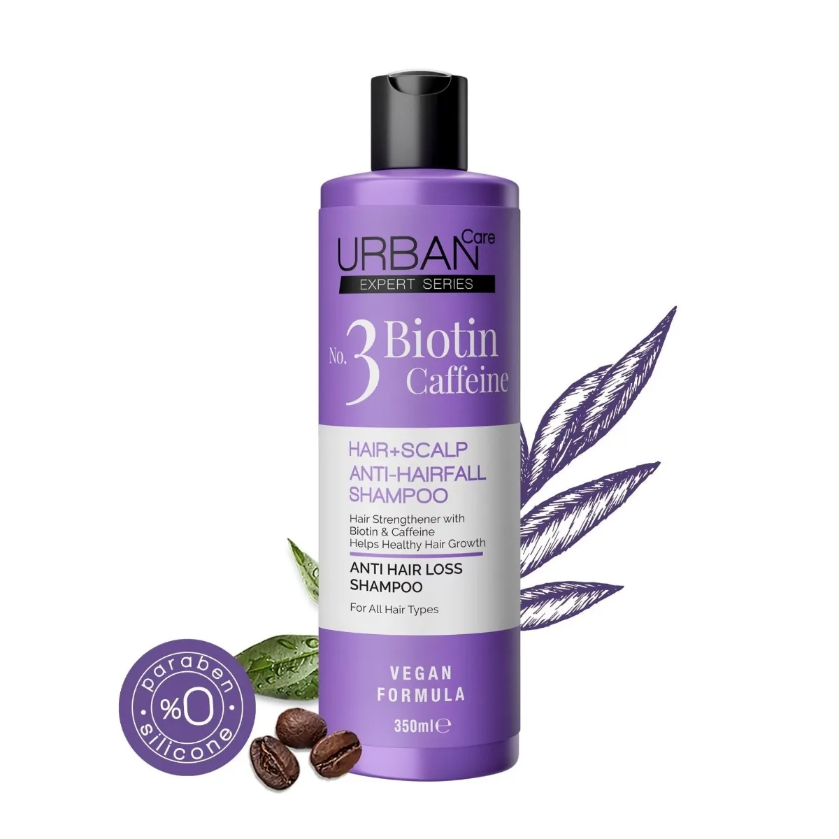 Sampon cu Biotina si Cafeina No. 3, 350ml, Urban Care