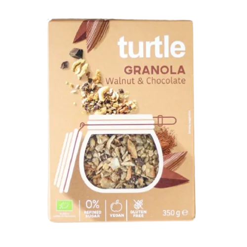 Granola cu cereale eco cu nuci si ciocolata, 350g, Turtle