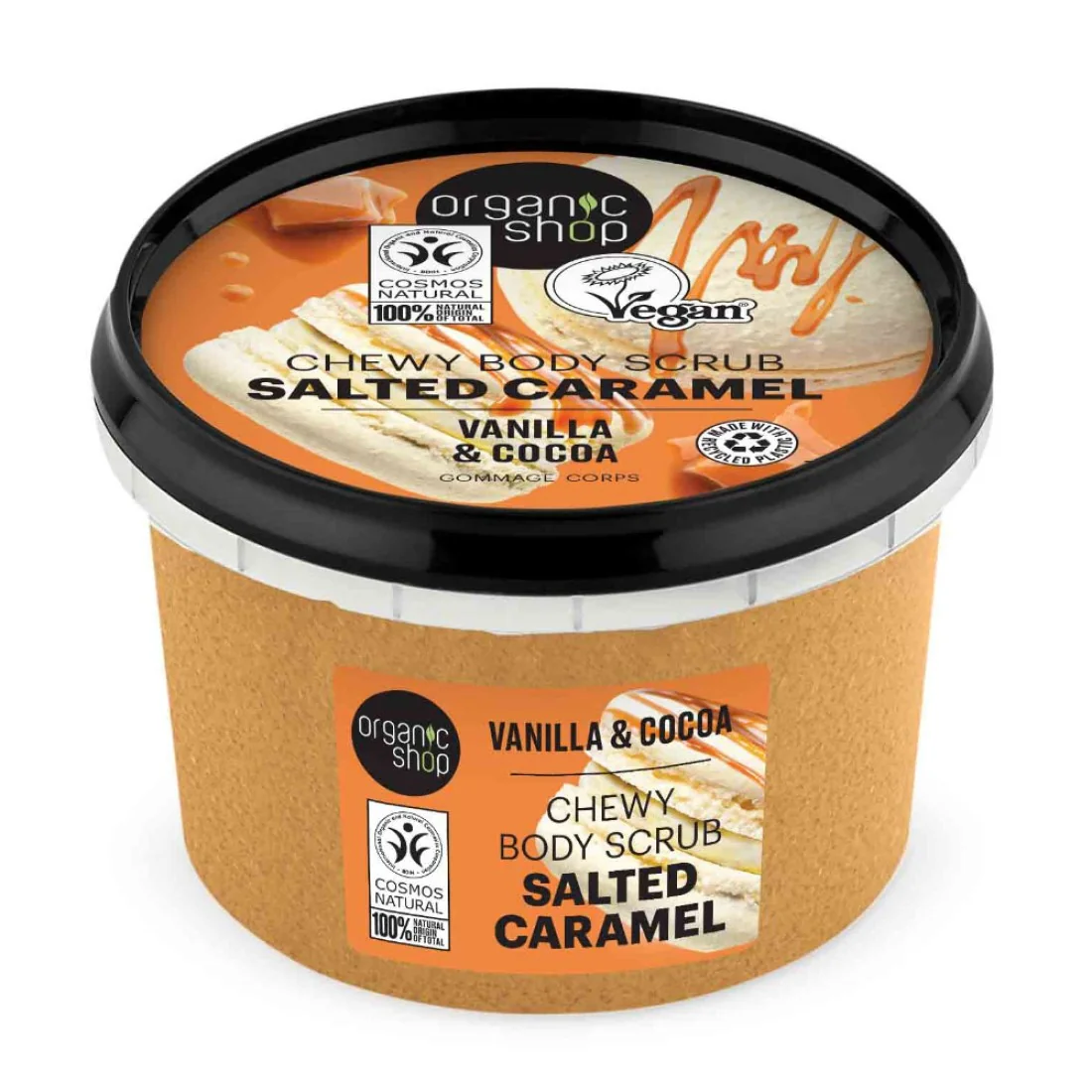 Scrub de corp Salted Caramel Vanilla & Cocoa, 250ml, Organic Shop