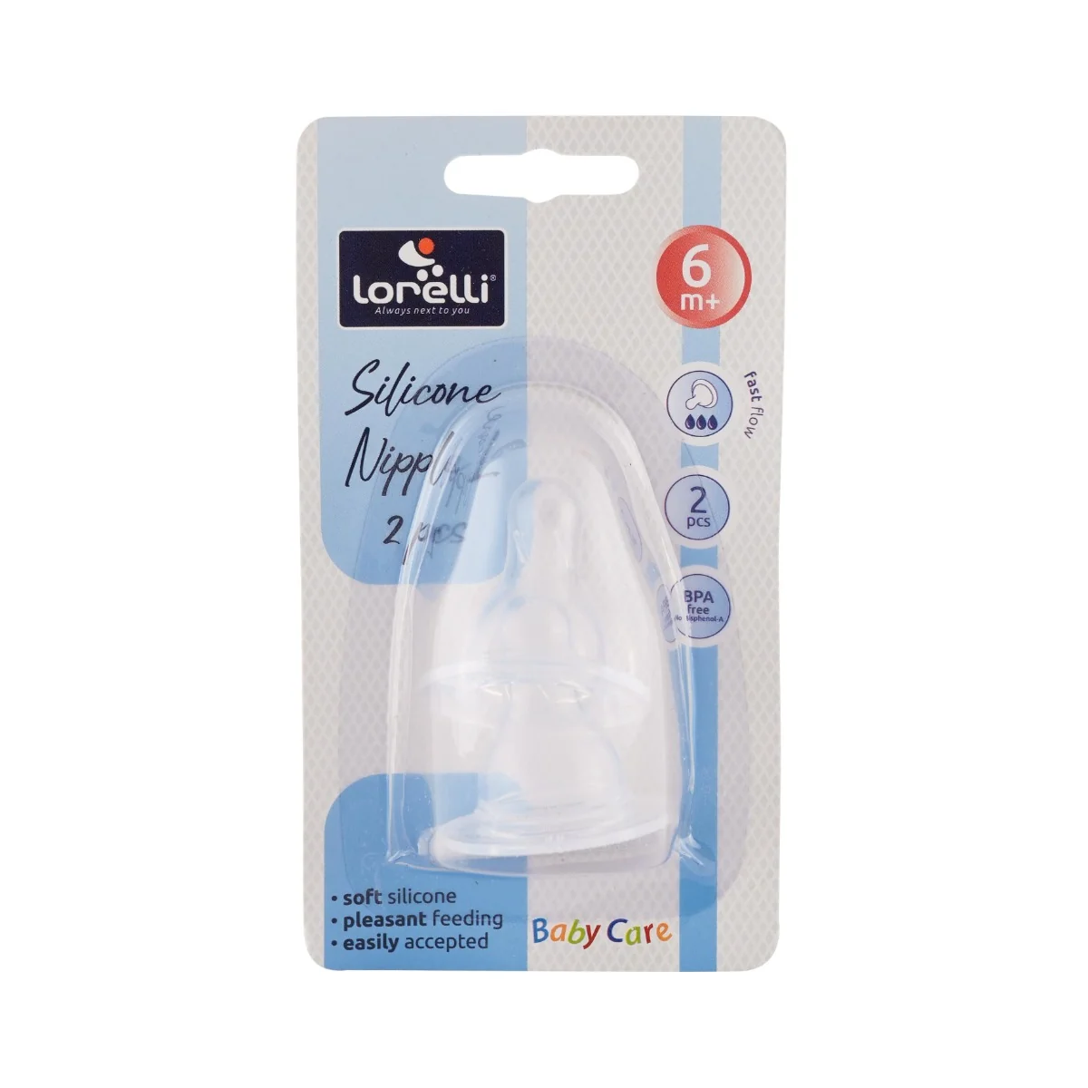 Set tetine din silicon cu debit rapid L pentru +6 luni, 2 bucati, Lorelli