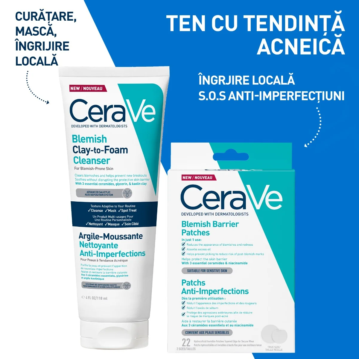 Gel de curatare cu argila anti-imperfectiuni Clay-to-Foam, 118ml, CeraVe