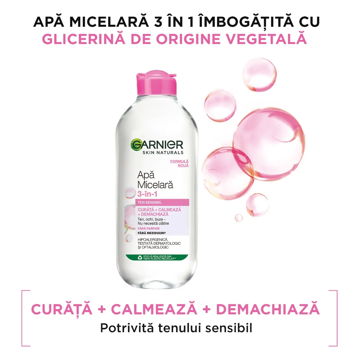 Pachet Apa micelara pentru ten sensibil Skin Naturals 400 ml, Garnier + Mascara Sky High Black 7.2 ml, Maybelline
