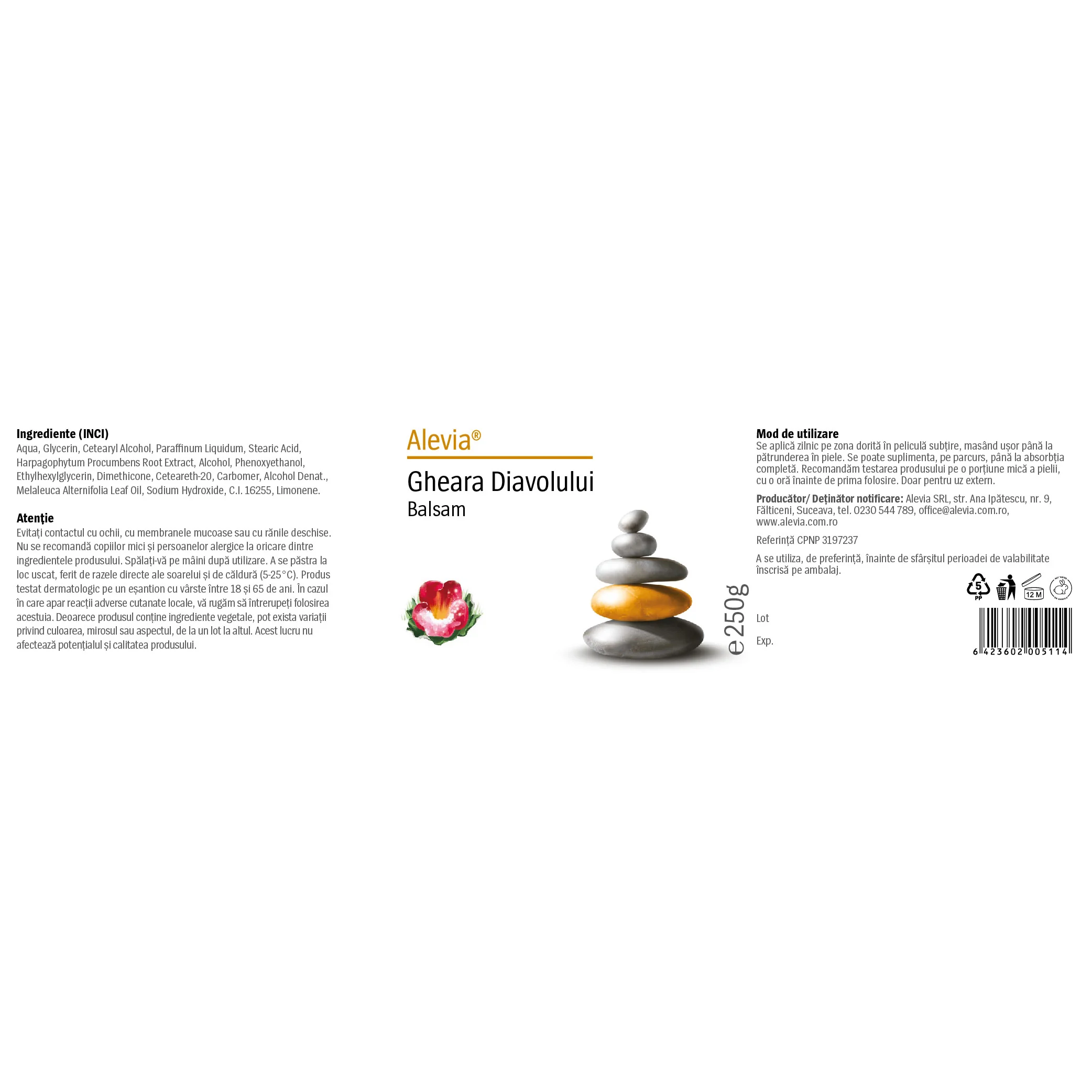 Balsam Gheara Diavolului, 250g, Alevia