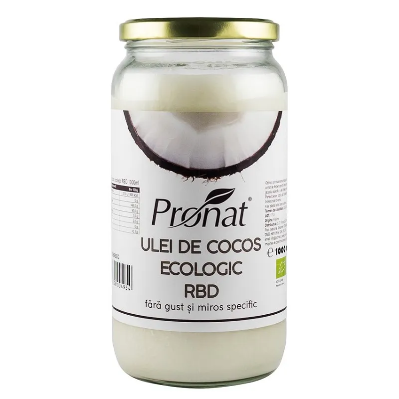 Ulei de cocos RBD Bio, 1000ml, Pronat