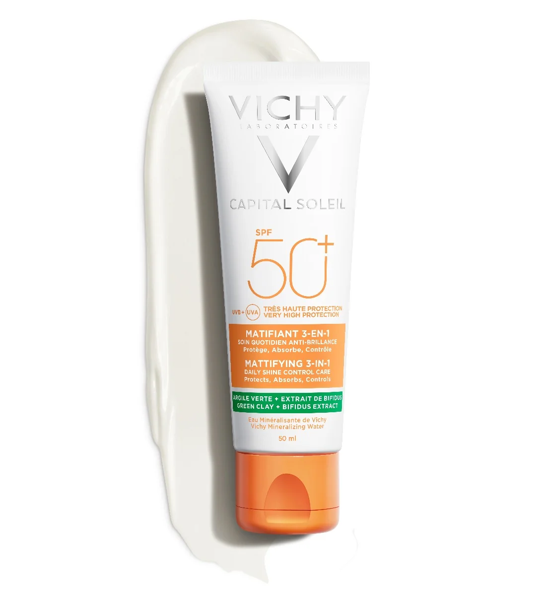 Crema matifianta 3in1 cu protectie solara SPF 50+ pentru fata cu efect anti-stralucire pentru ten gras-mixt Capital Soleil, 50ml, Vichy