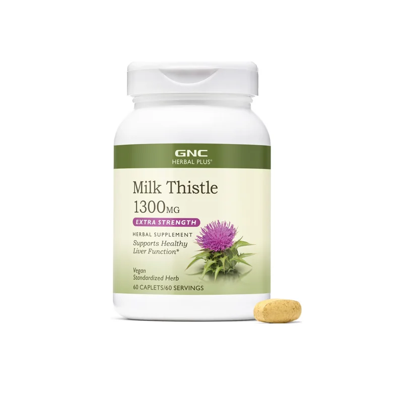 Silimarina 1300mg Herbal Plus® Milk Thistle, 60 tablete, GNC