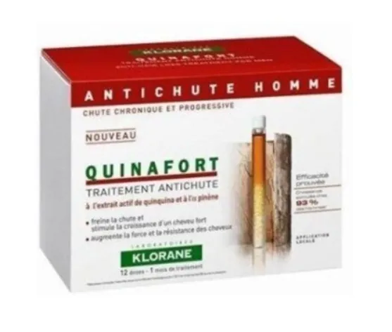 Tratament pentru par  Quinafort pentru barbati, 12 doze x 5ml, Klorane
