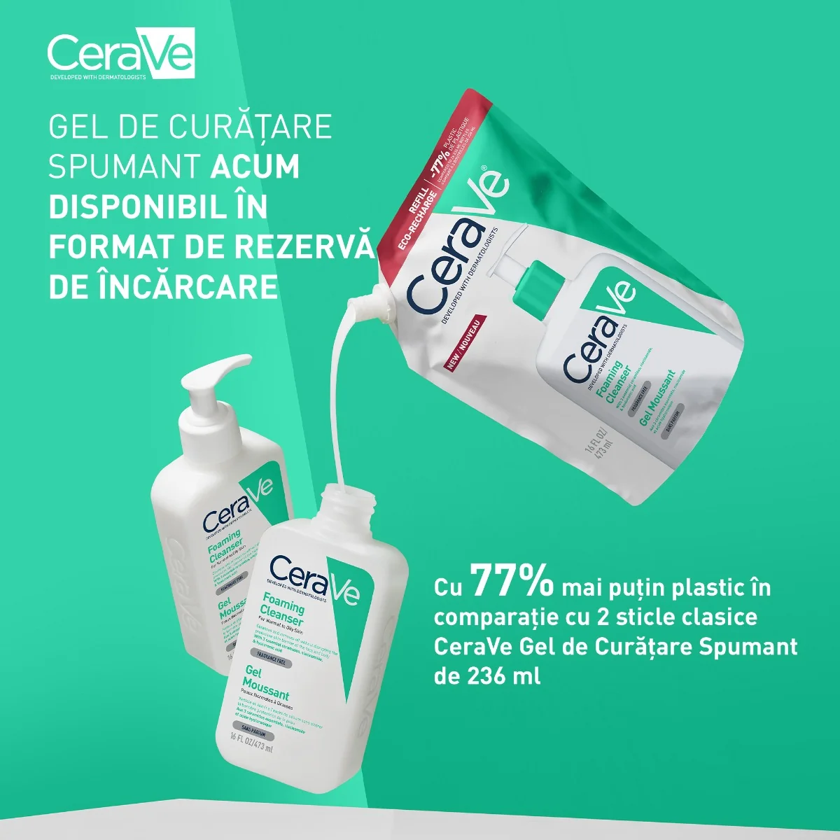 Rezerva Gel de curatare  spumant piele normal-grasa, 473ml, CeraVe