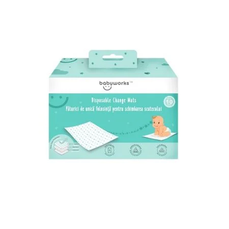 Aleze protectii de unica folosinta pentru pat, 10 bucati, Baby Works