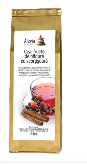 Ceai fructe de padure cu scortisoara, 50g, Alevia