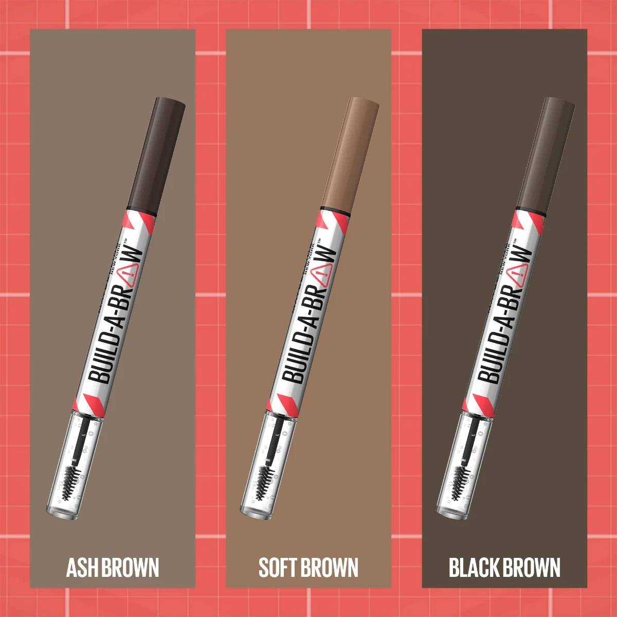 Marker de sprancene si gel de fixare 2 in 1 262 Black Brown Build a Brow, 1.4g, Maybelline