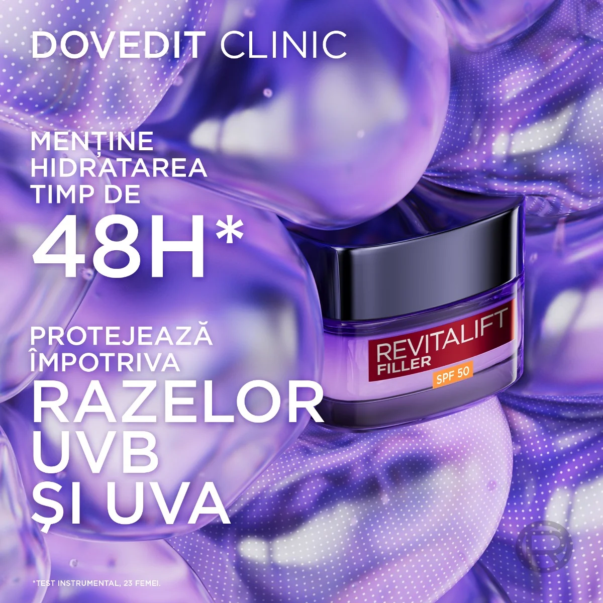 Crema antirid de zi cu acid hialuronic si SPF 50 Revitalift Filler, 50ml, L'Oreal Paris