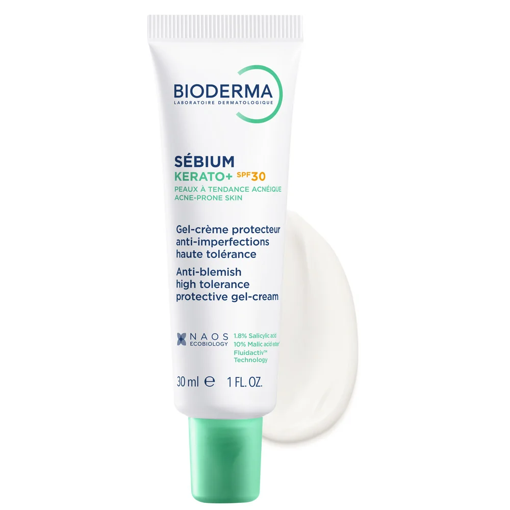 Gel-crema anti-imperfectiuni cu actiune keratolitica si protectie solara pentru ten predispus la acnee Sebium Kerato+ SPF 30, 30ml, Bioderma