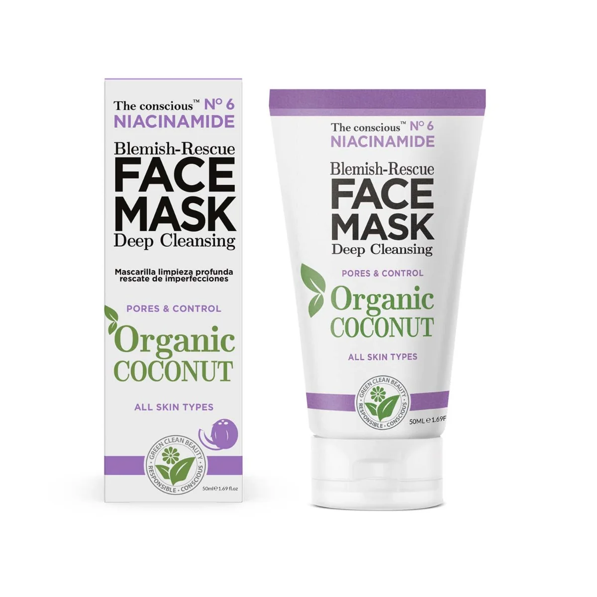 Masca reparatoare pentru fata cu Niacinamida si Cocos, 50ml, The conscious