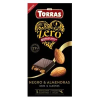 Ciocolata neagra cu migdale fara zahar si gluten 72% cacao Zero, 150g, Torras
