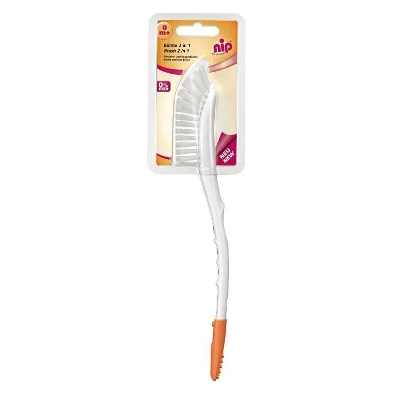 Perie 2 in 1 pentru biberoane si tetine 0 luni+, 1 bucata, Nip 