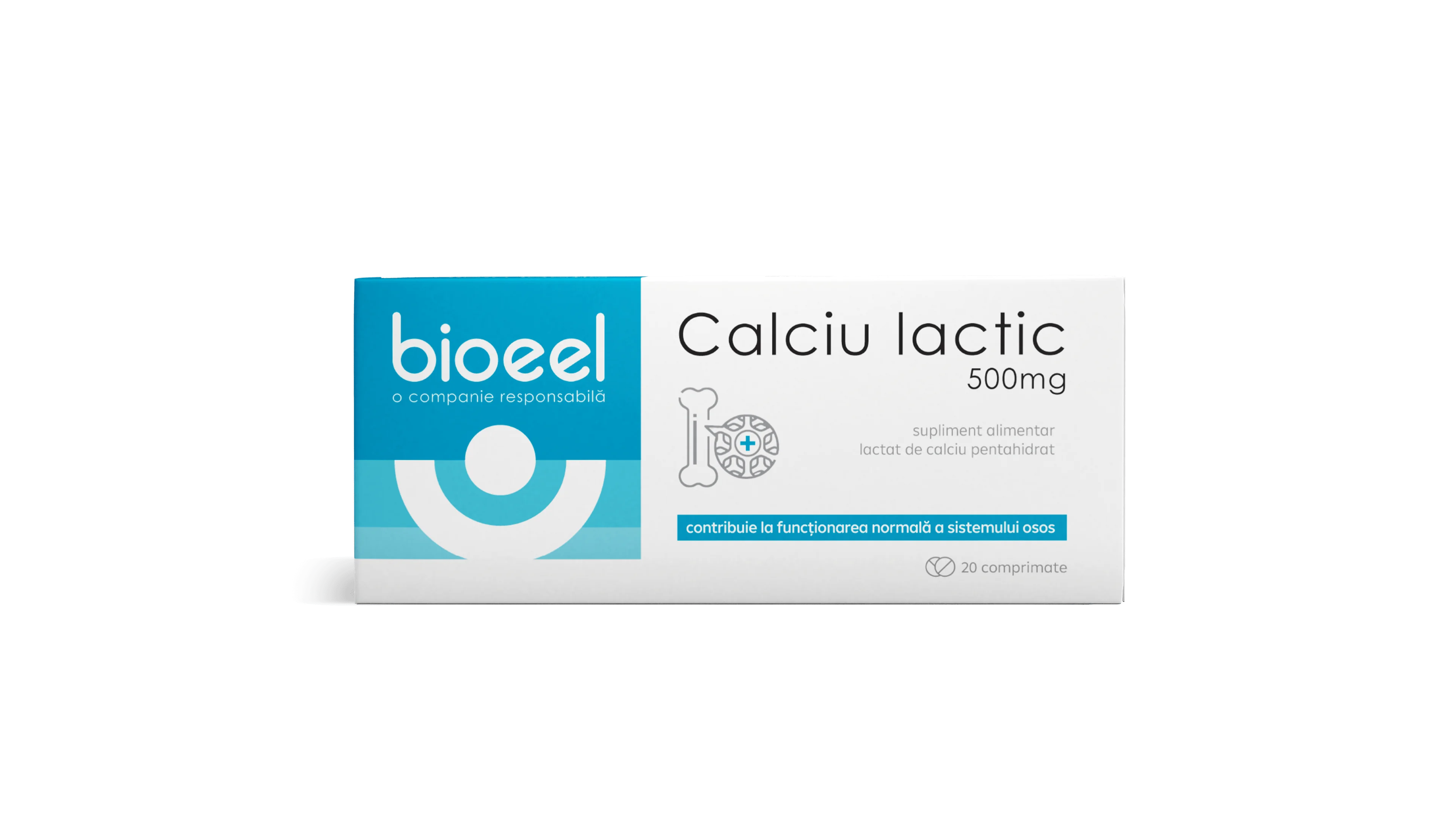 Calciu lactic 500mg, 20 comprimate, Bioeel