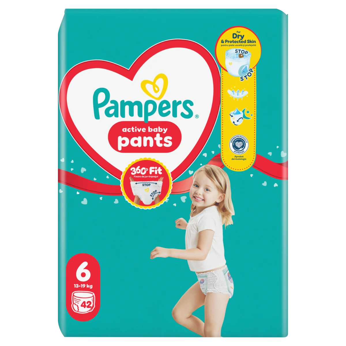 Scutece-chilotel Active Baby Pants Jumbo Pack Marimea 6 pentru 13kg-19kg, 42 bucati, Pampers 