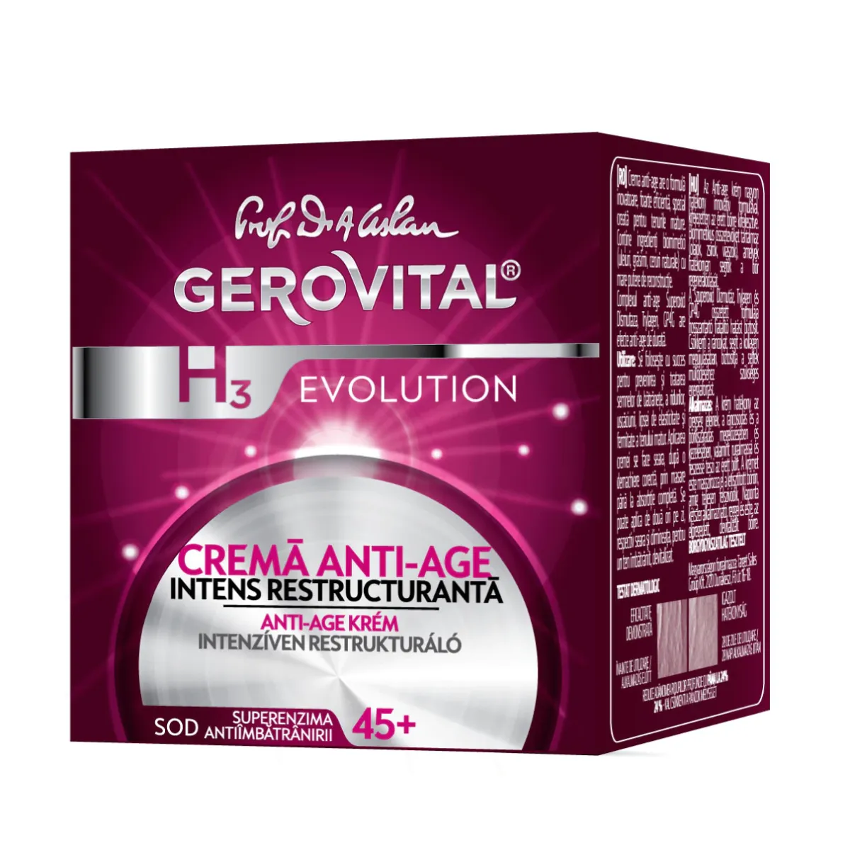 Crema de noapte anti-imbatranire intens restructuranta H3 Evolution, 50ml, Gerovital