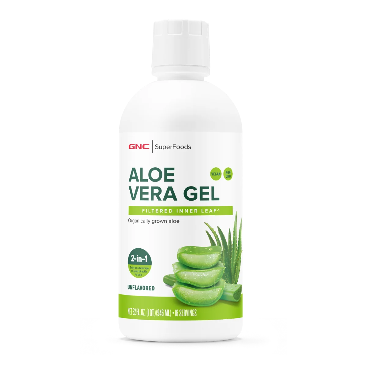 Aloe Vera Gel organic pentru digestie detoxifiere si imunitate SuperFoods, 946ml, GNC