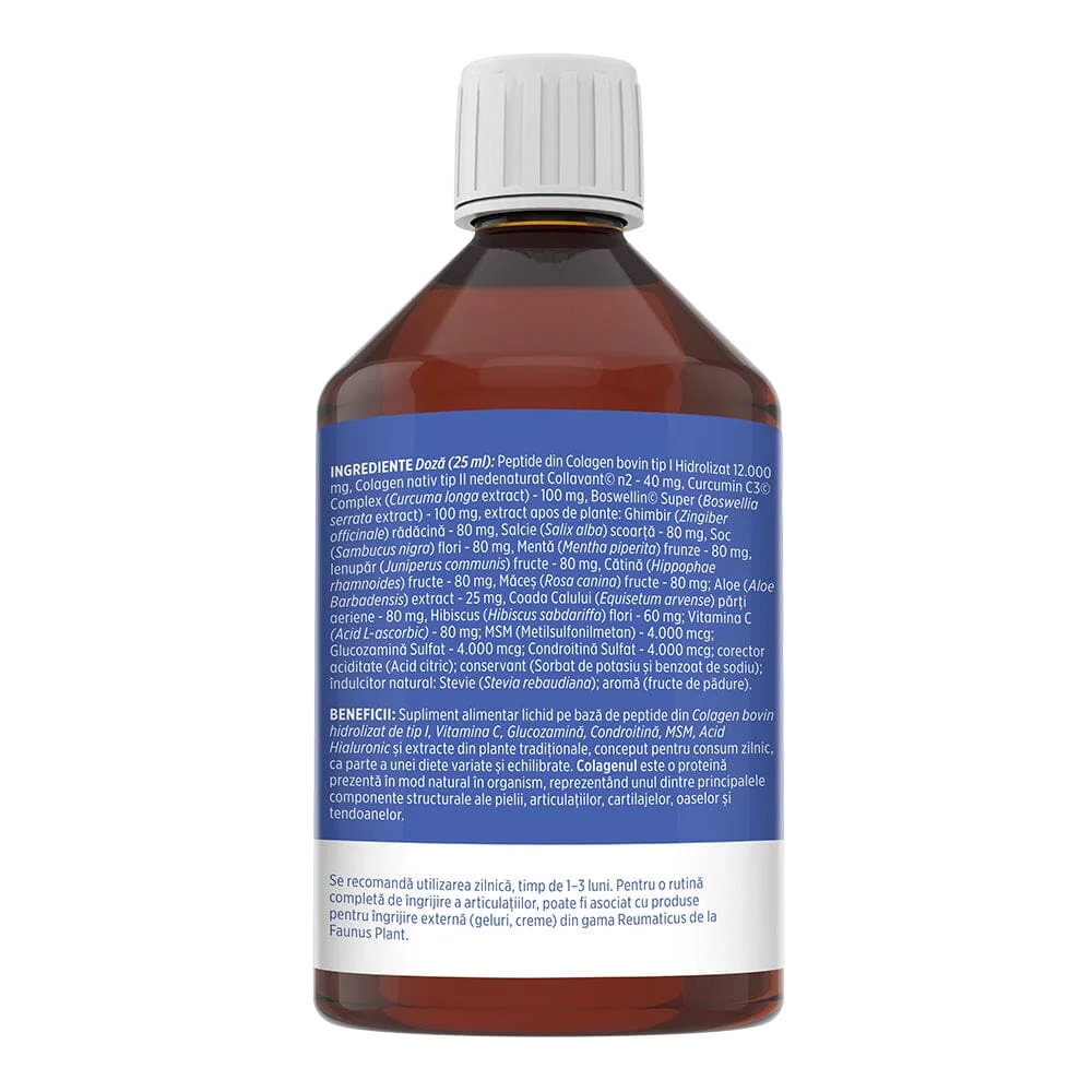 Colagen hidrolizat pentru articulatii Colagenus Articulatii Forte, 500ml, Faunus Plant