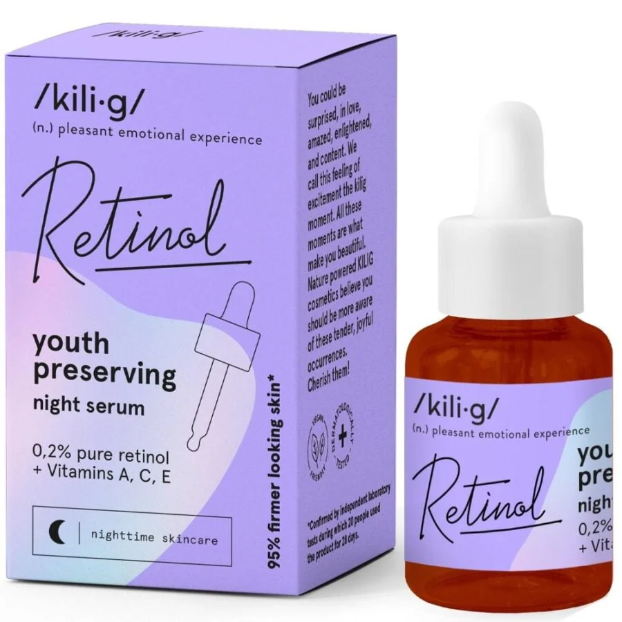 Ser facial pentru noapte cu retinol, 30ml, Kilig