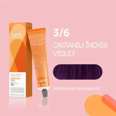 Vopsea de par demi permanenta fara amoniac 3/6, 60ml, Londa Professional