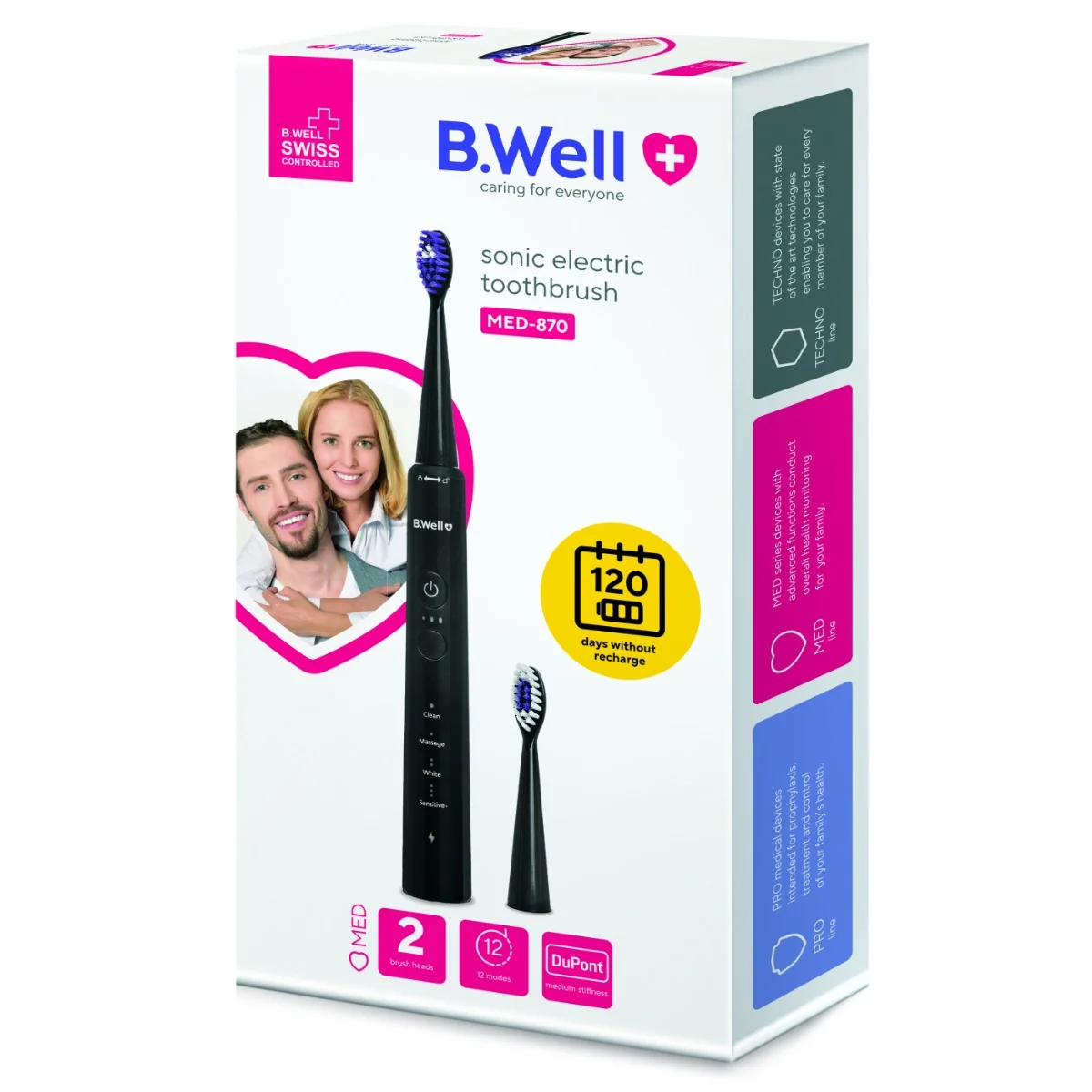 Periuta de dinti electrica MED-870 Negru, 1 bucata, B.Well