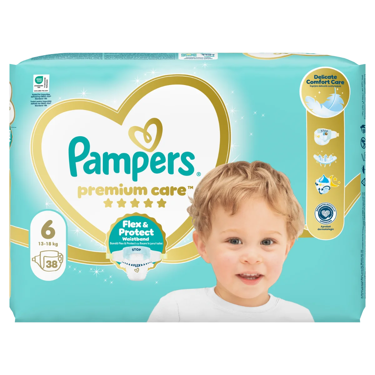 Scutece Premium Care marimea6 13+ kg, 38 bucati, Pampers