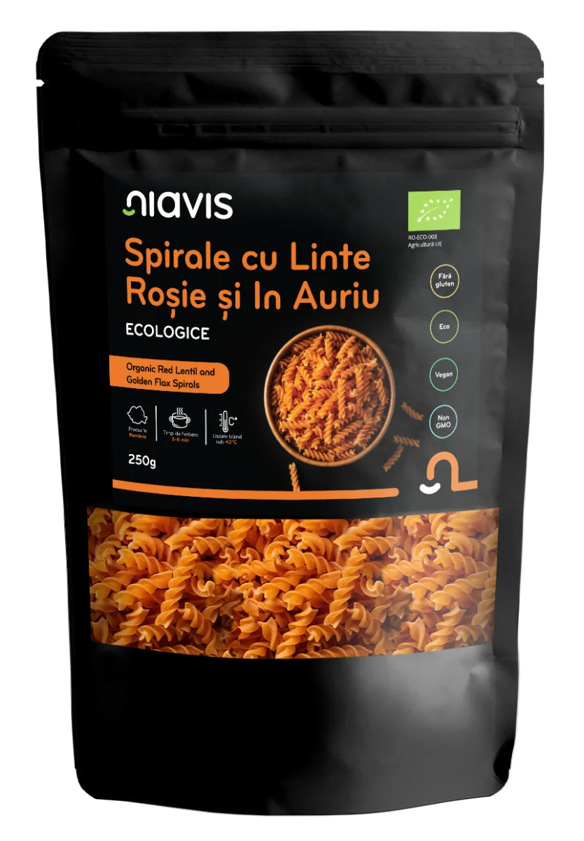 Spirale ecologice cu linte rosie si in auriu, 250g, Niavis