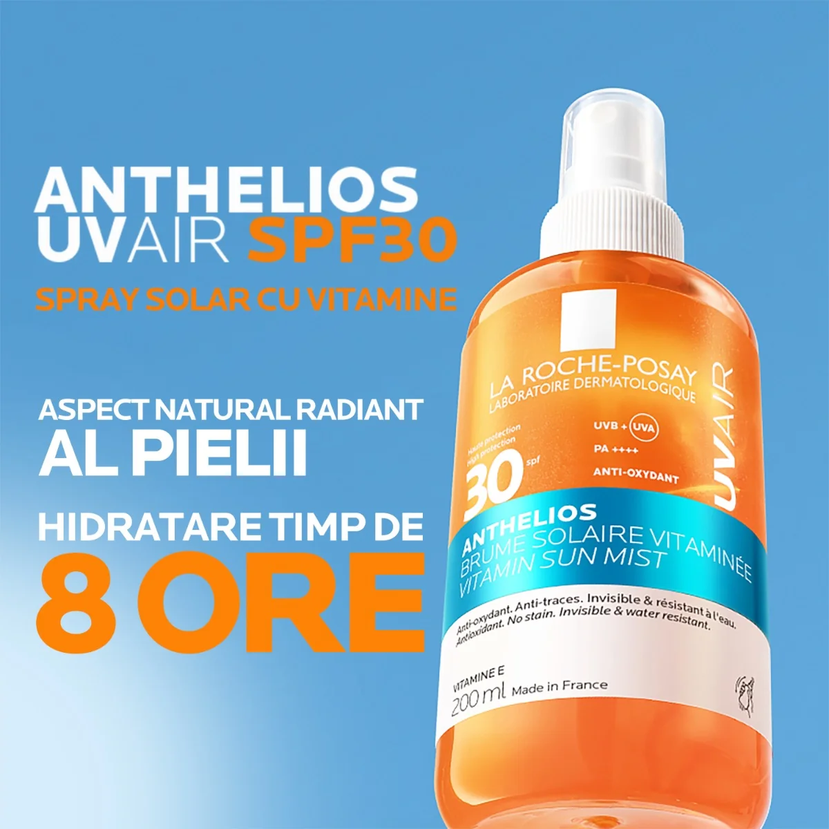 Spray solar cu Vitamine SPF30 Anthelios UVAir, 200ml, La Roche-Posay