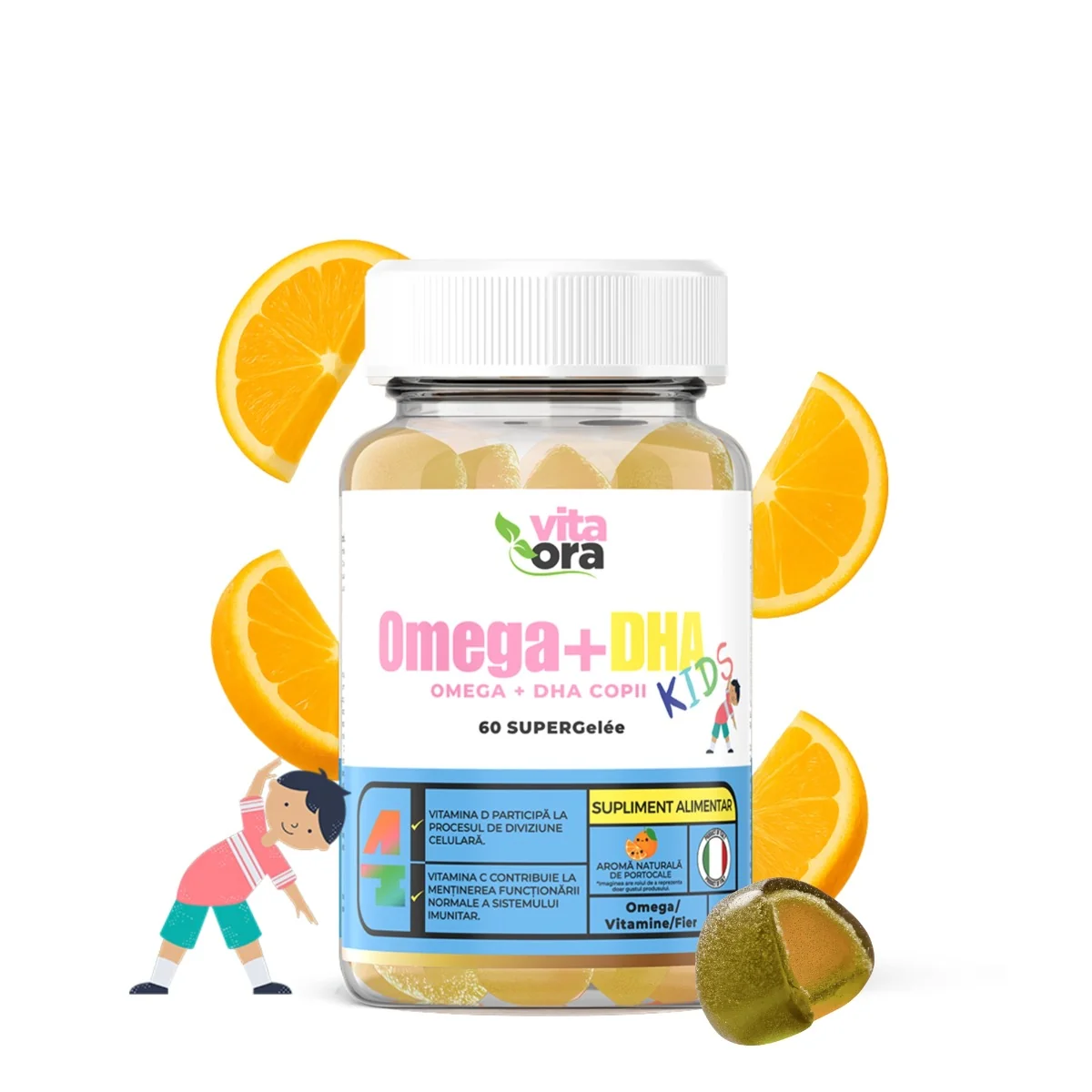 Omega + DHA pentru copii, 60 jeleuri, Vita Ora