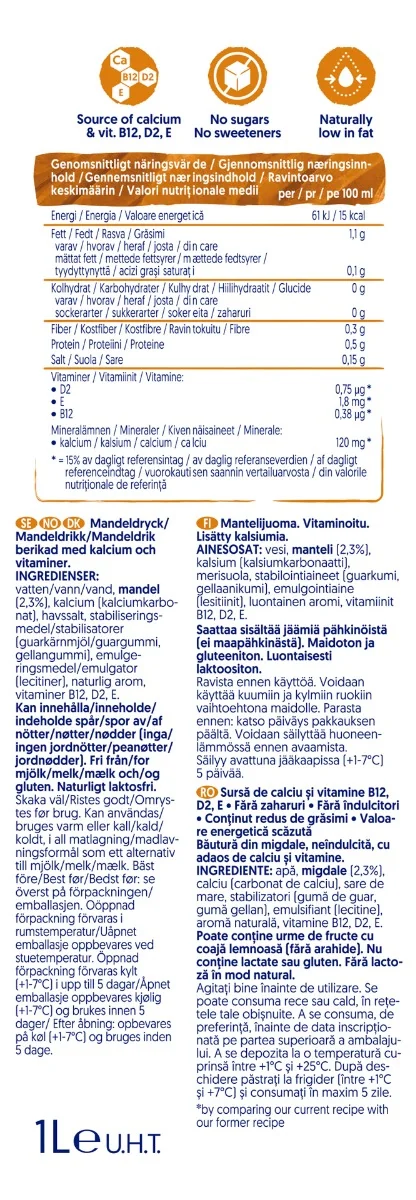 Bautura din migdale neindulcita, 1000ml, Alpro