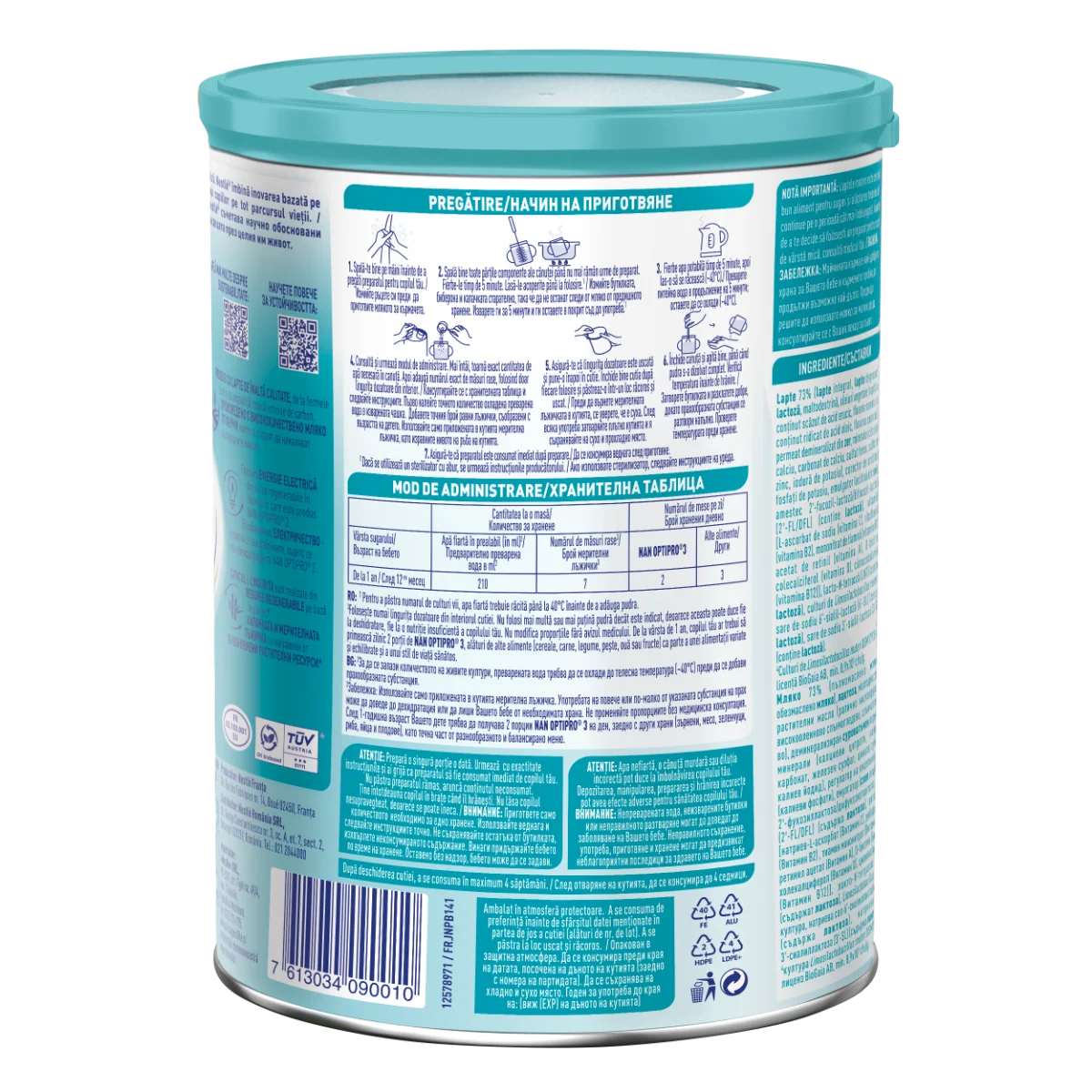 Lapte praf Nan 3 Optipro HMO +12 luni, 800g, Nestle