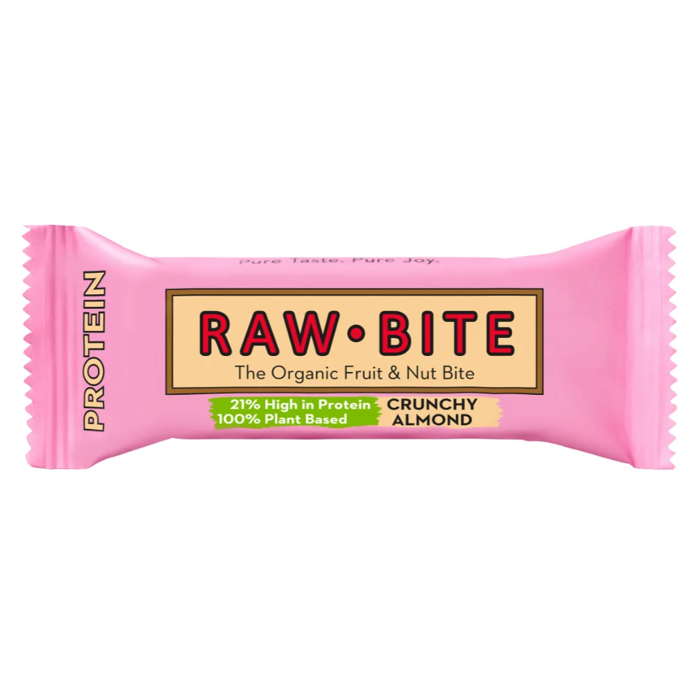 Baton fara gluten si fara zahar cu migdale crocante Organic Crunchy Almond, 45g, Raw Bite