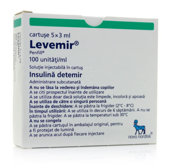 Levemir Penfill 100u/ml/3ml, 5 cartuse, Novo Nordisk